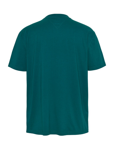 Tommy Jeans, Tricou cu decolteu la baza gatului si logo, Verde englez