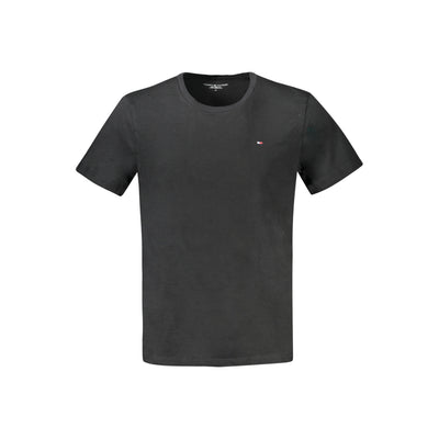 Tricou Tommy Hilfiger, negru, bumbac regenerativ, cu broderie și logo