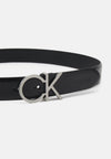 Calvin Klein LOCK LOGO BELT - Belt - negru, piele naturala 100%, 75 cm