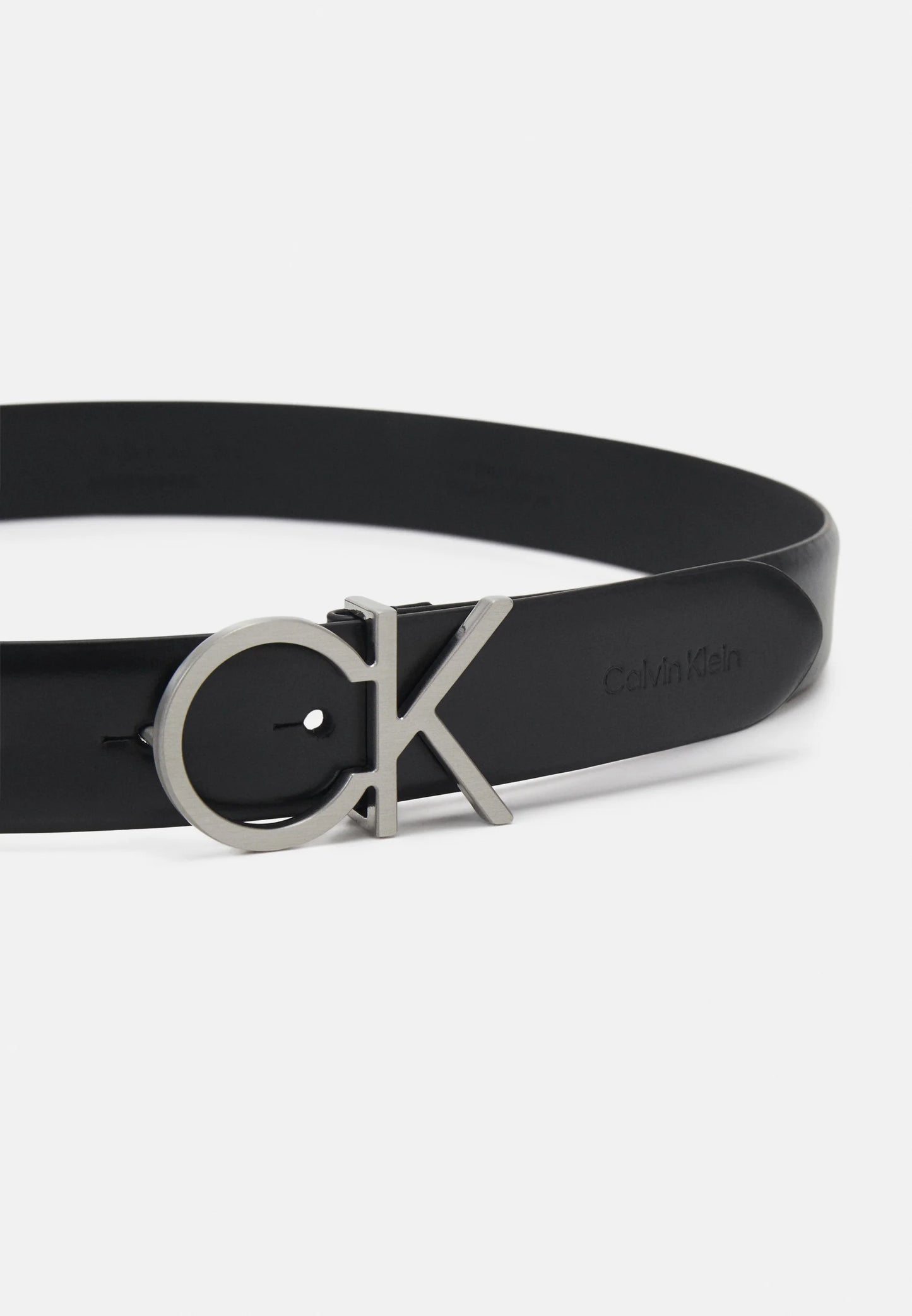 Calvin Klein LOCK LOGO BELT - Belt - negru, piele naturala 100%, 75 cm