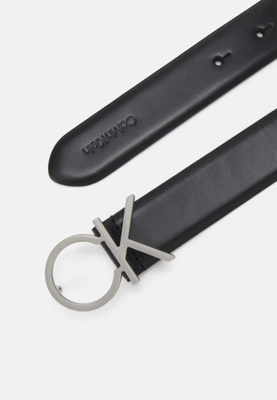 Calvin Klein LOCK LOGO BELT - Belt - negru, piele naturala 100%, 75 cm