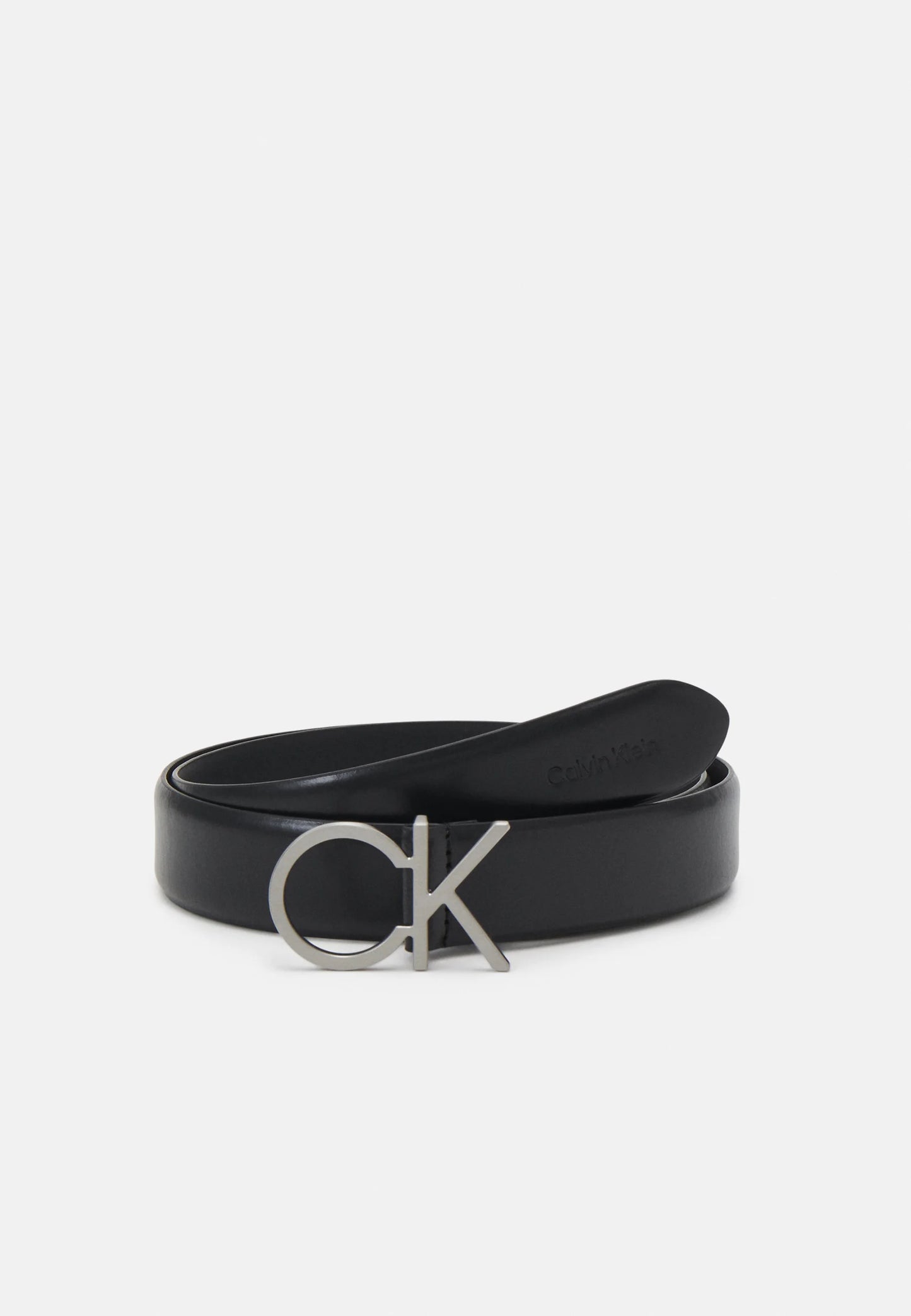 Calvin Klein LOCK LOGO BELT - Belt - negru, piele naturala 100%, 75 cm