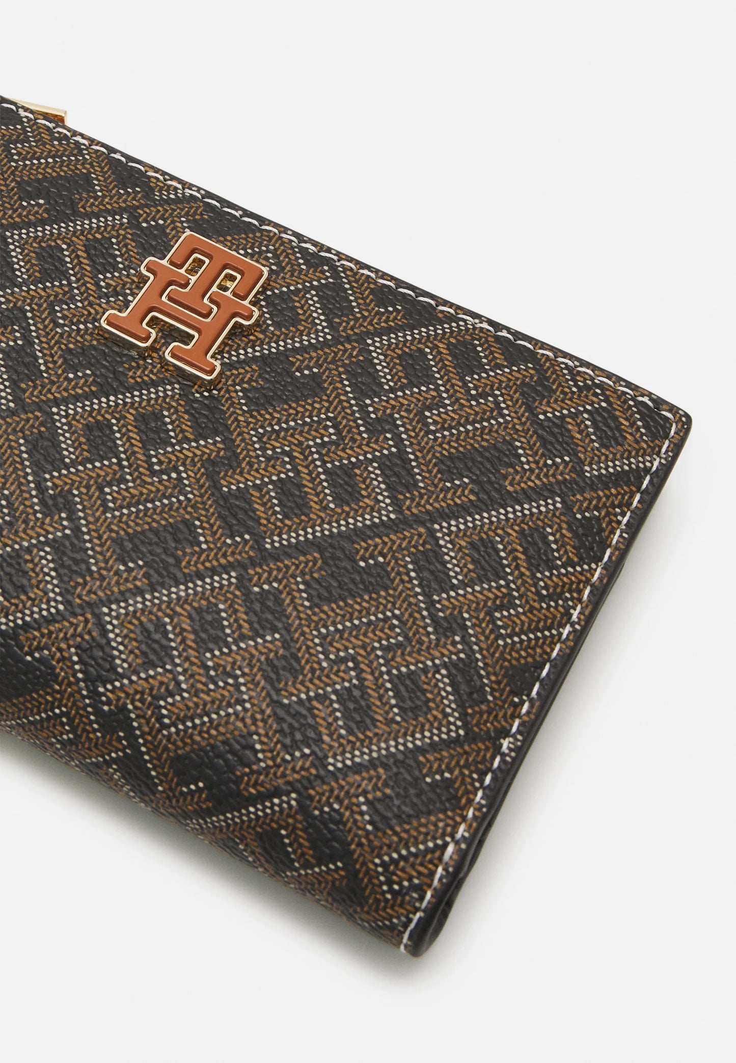 Portofel Tommy Hilfiger Monoplay Slim, black tan mix, cu carabină și multiple compartimente