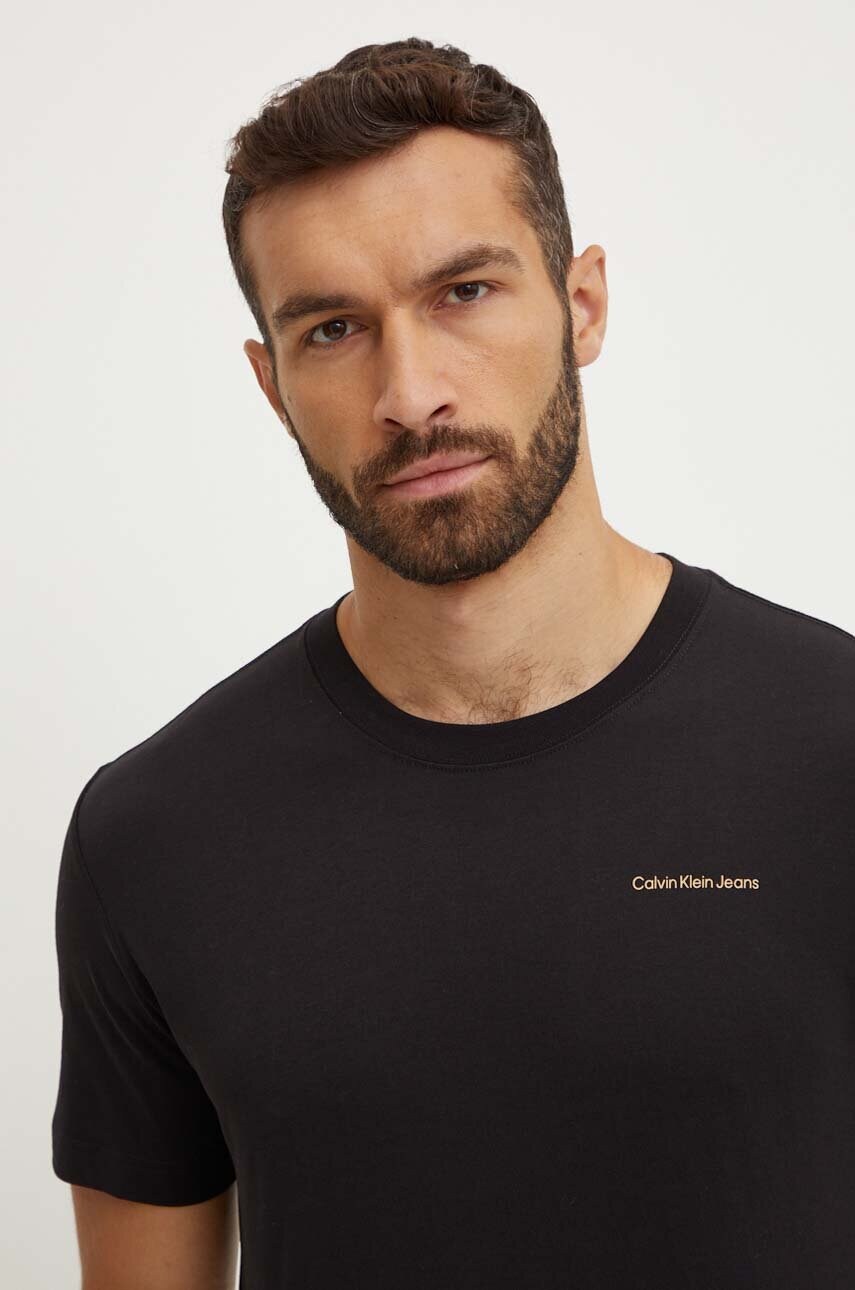 Calvin Klein Jeans tricou din bumbac barbati, culoarea negru, cu imprimeu, J30J325679, marimea XL