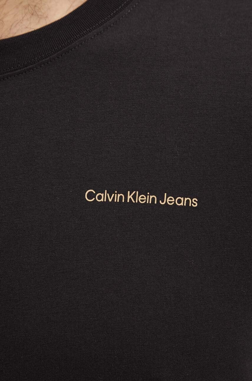 Calvin Klein Jeans tricou din bumbac barbati, culoarea negru, cu imprimeu, J30J325679, marimea XL