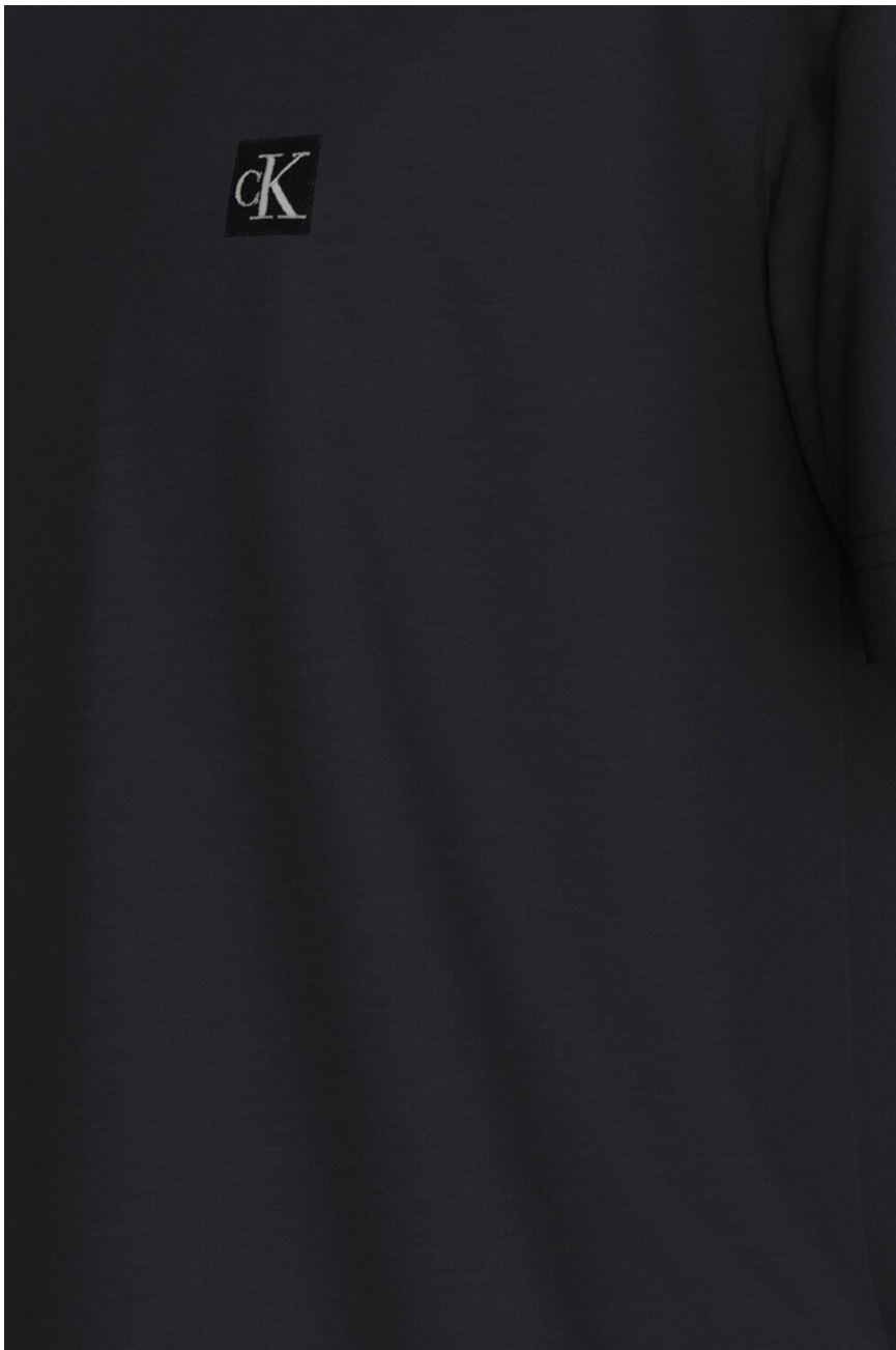 CALVIN KLEIN JEANS, Tricou de bumbac cu decolteu la baza gatului, Negru
