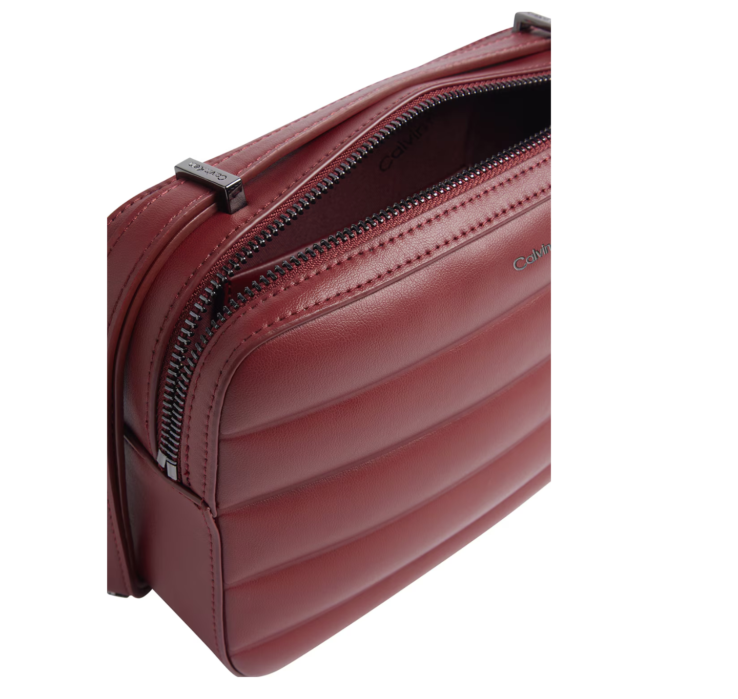 Geantă crossbody Calvin Klein, visiniu, aspect matlasat, cu baretă ajustabilă