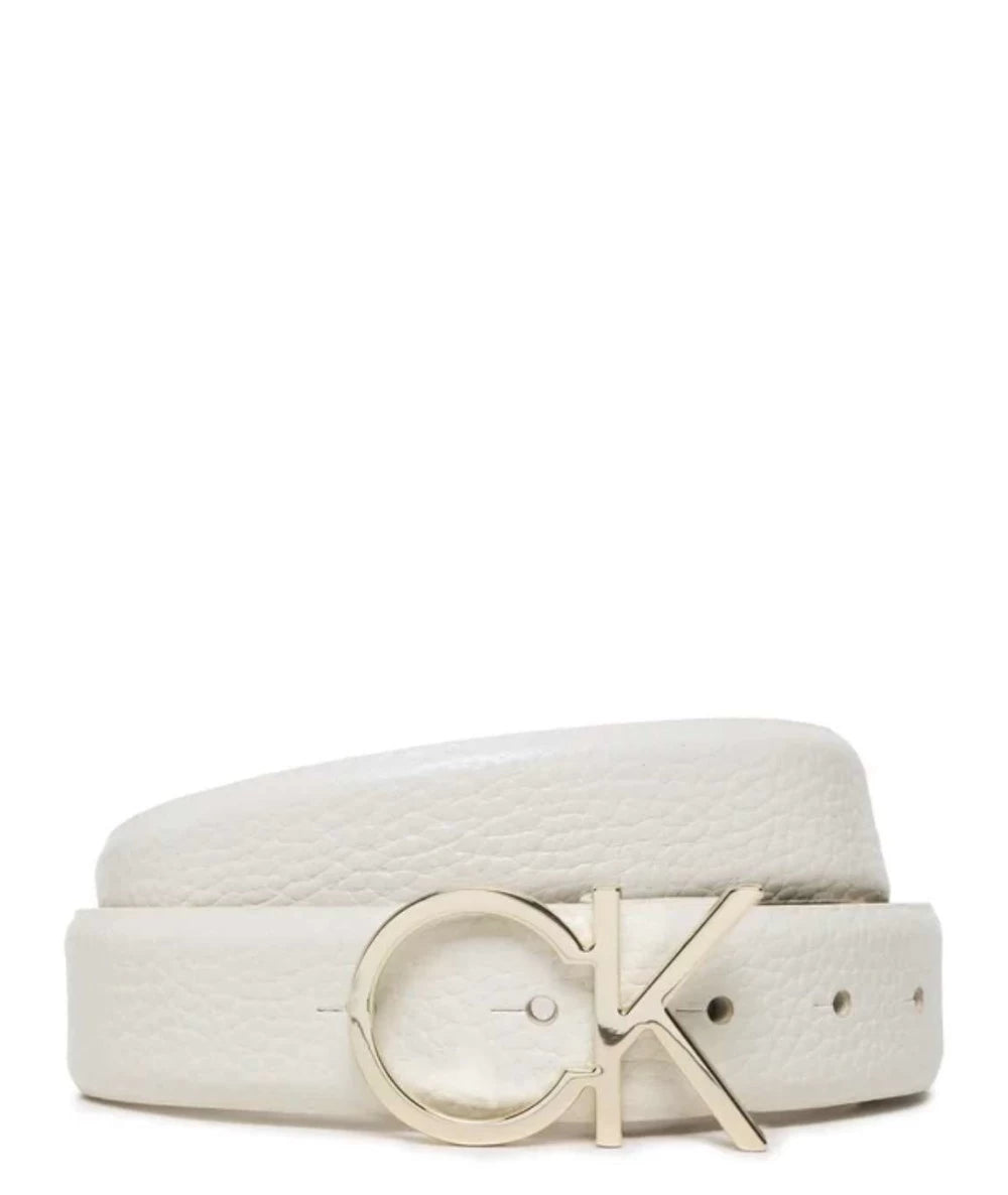 Curea Dama 2 fete, Bej/ Alb, Calvin Klein, piele naturala 100%