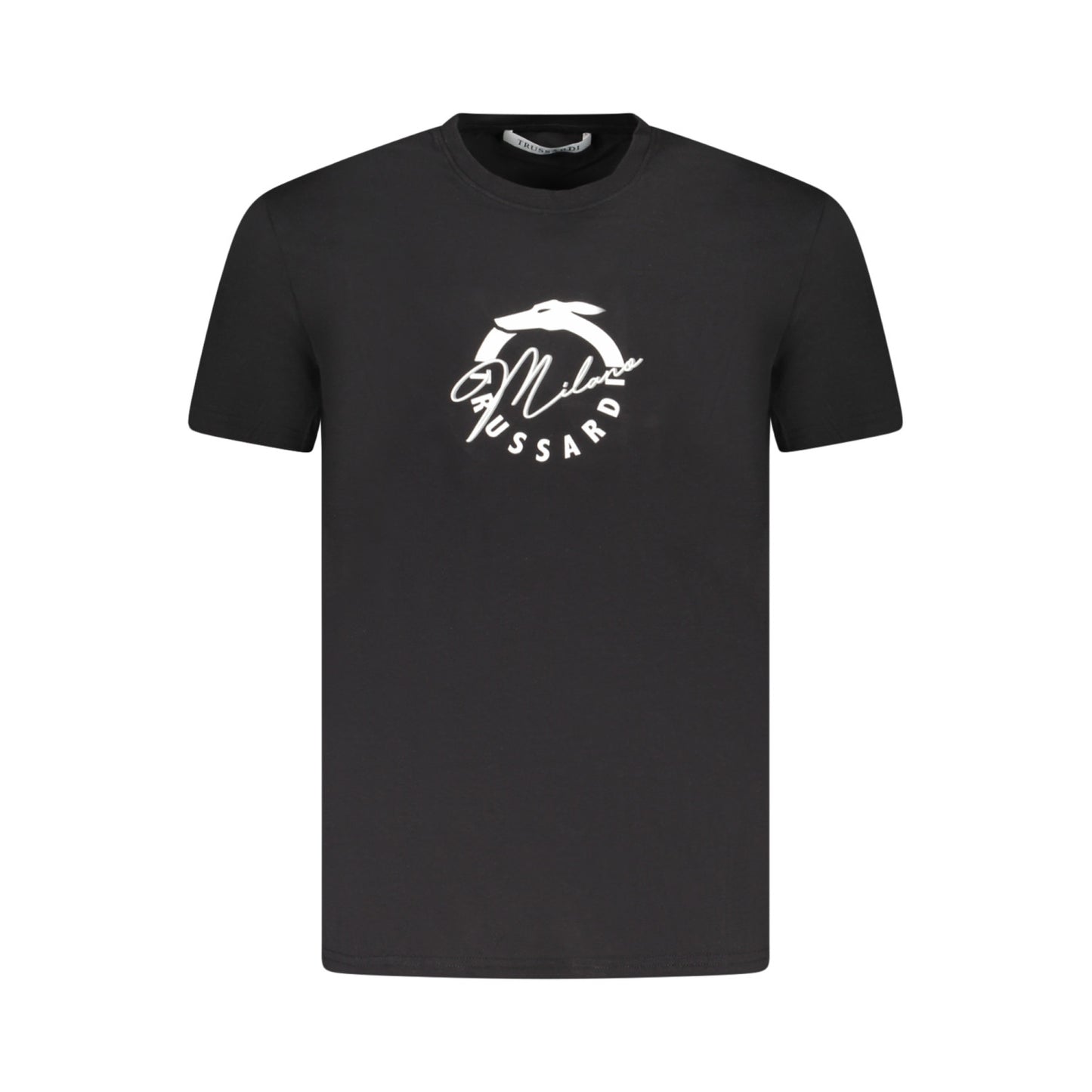 Tricou Trussardi, negru, 100% bumbac, model basic cu imprimeu și logo