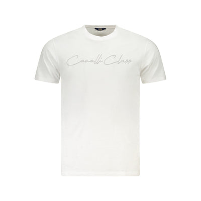 Tricou Cavalli Class, alb, 100% bumbac, cu logo