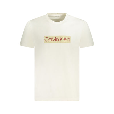Tricou Calvin Klein, beige, bumbac organic, cu logo, marimea XL
