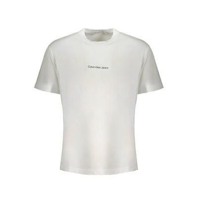 Tricou Calvin Klein, alb, 100% bumbac , cu imprimeu și logo