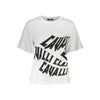 Tricou Cavalli Class, alb, regular fit, 100% bumbac, cu imprimeu și logo