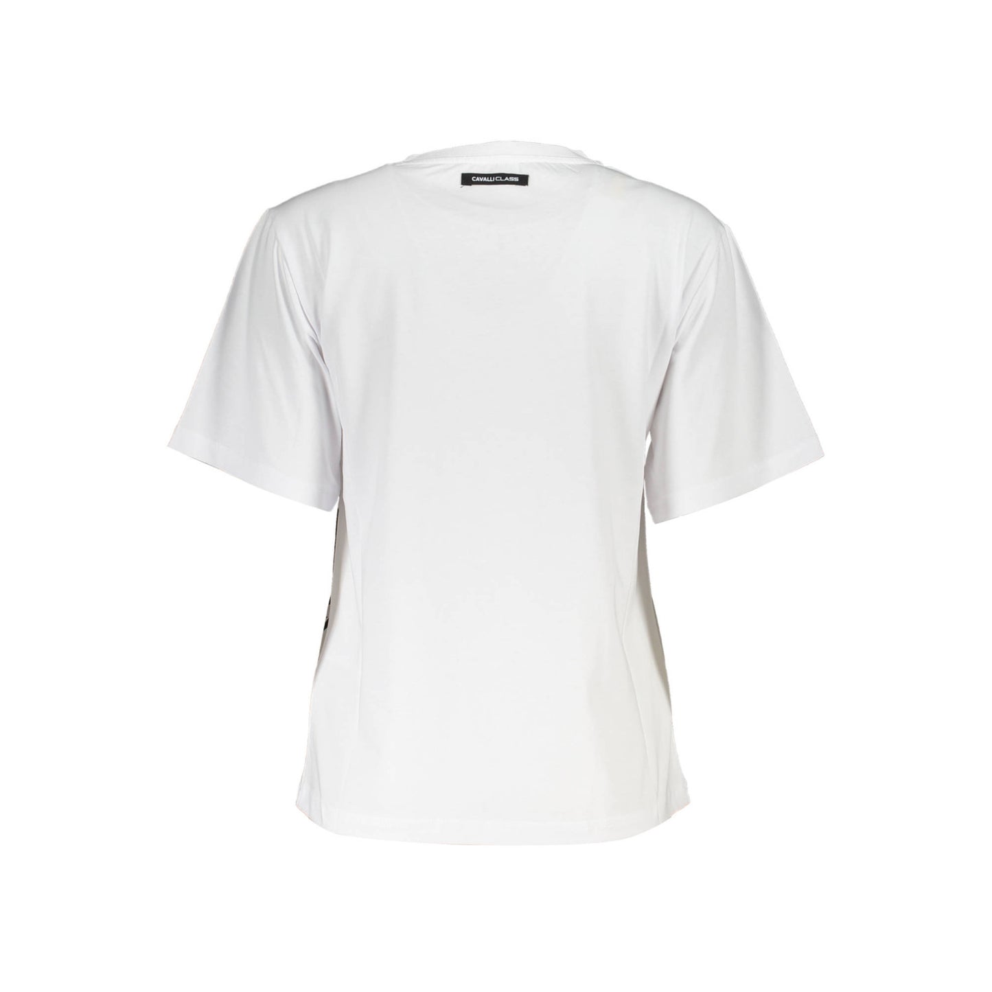 Tricou Cavalli Class, alb, regular fit, 100% bumbac, cu imprimeu și logo