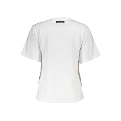 Tricou Cavalli Class, alb, regular fit, 100% bumbac, cu imprimeu și logo