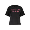 Tricou Cavalli Class, negru, regular fit, 100% bumbac, cu imprimeu și logo