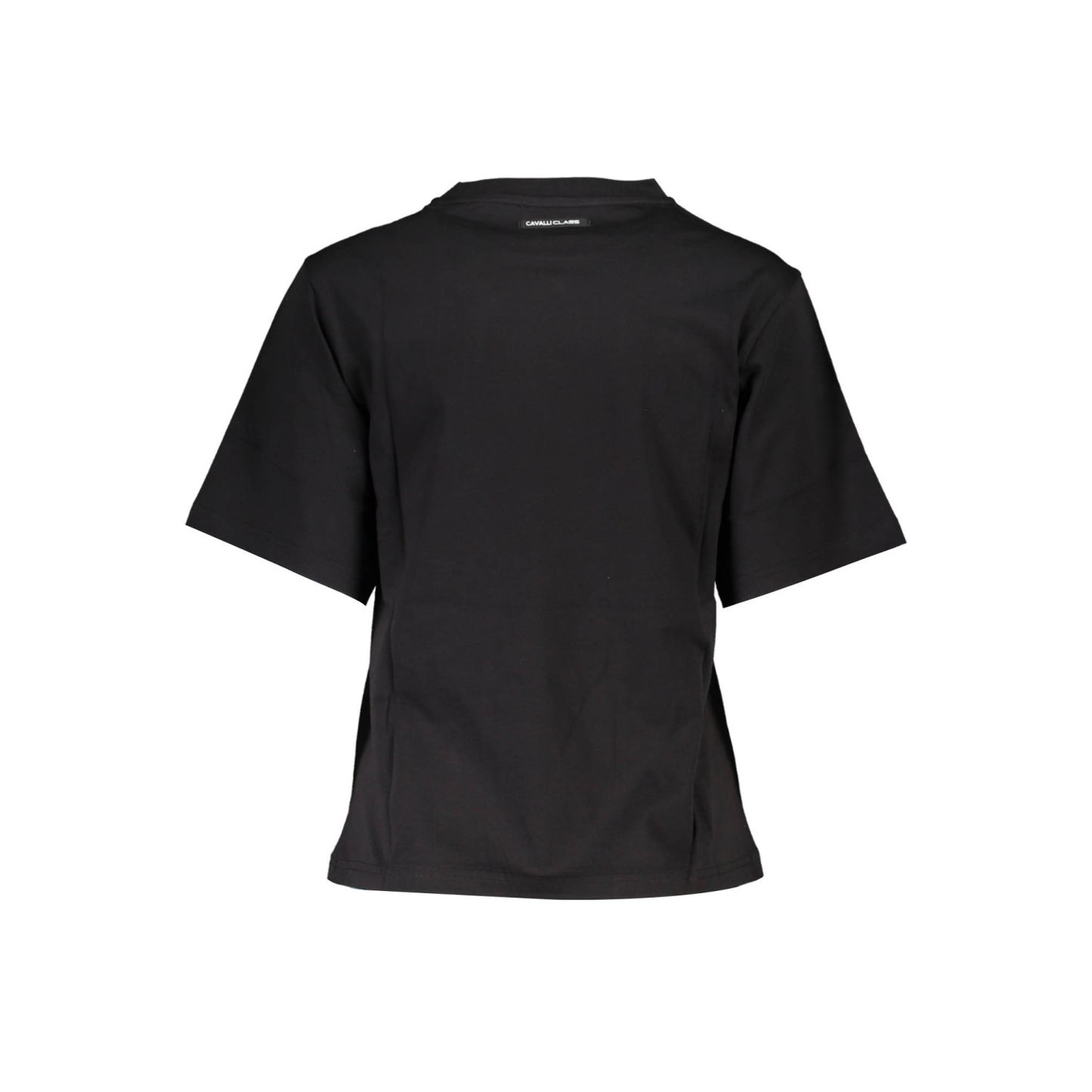 Tricou Cavalli Class, negru, regular fit, 100% bumbac, cu imprimeu și logo