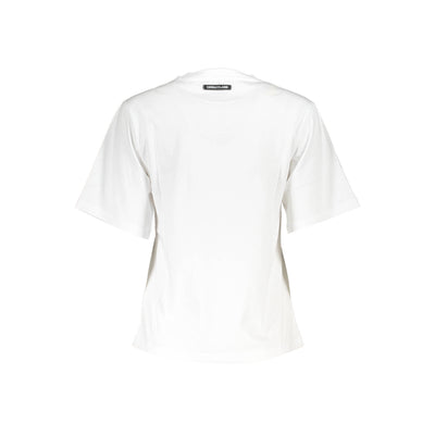 Tricou Cavalli Class, alb, regular fit, 100% bumbac, cu imprimeu și logo