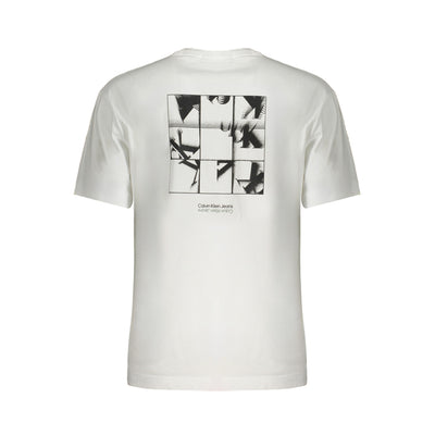 Tricou Calvin Klein, alb, 100% bumbac , cu imprimeu și logo