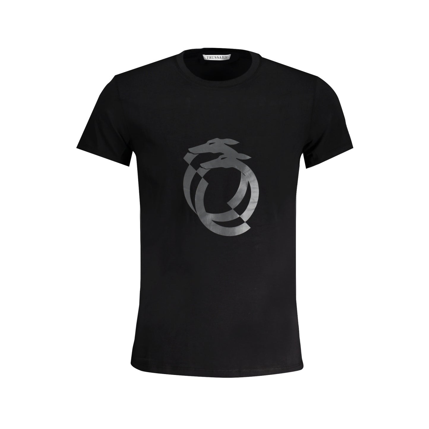 Tricou Trussardi, barbati, negru, cu imprimeu și logo
