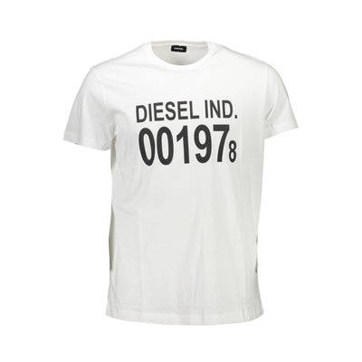 Tricou Diesel, alb, 100% bumbac, cu imprimeu și logo