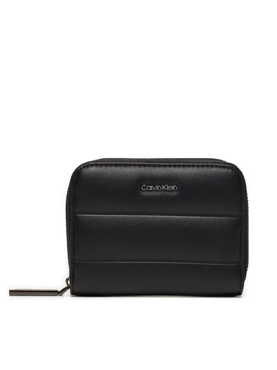 Calvin Klein Portofel Mic de Damă Line Quilt Medium Zip Around K60K612201 Negru