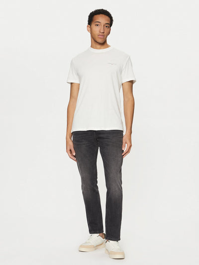 Tricou bărbați Tommy Jeans, Black/Ecru, slim fit, 100% bumbac